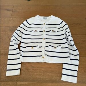 Crew cuts White and Navy Striped Cardigan 10